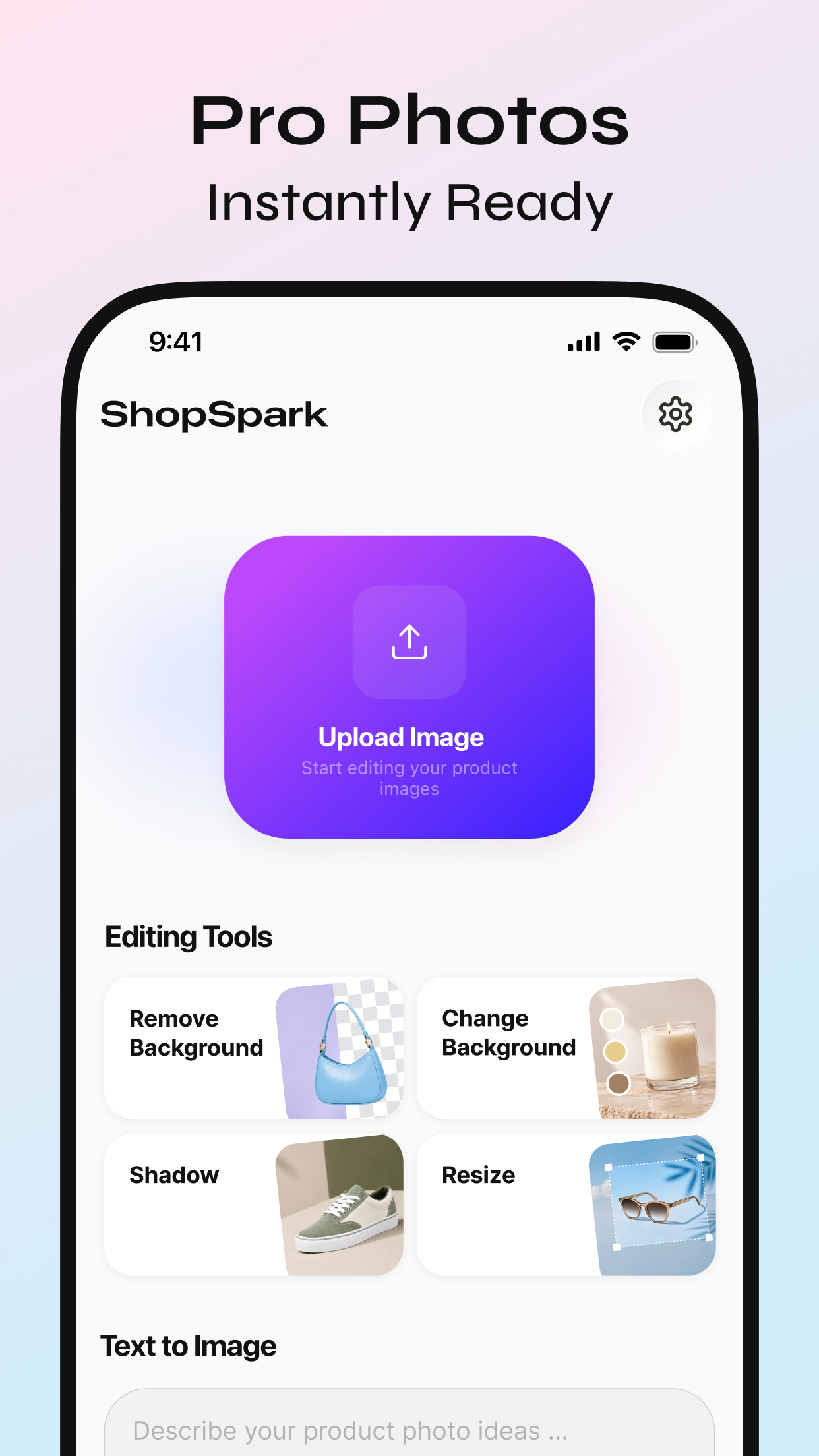 ShopSpark product image editing tools